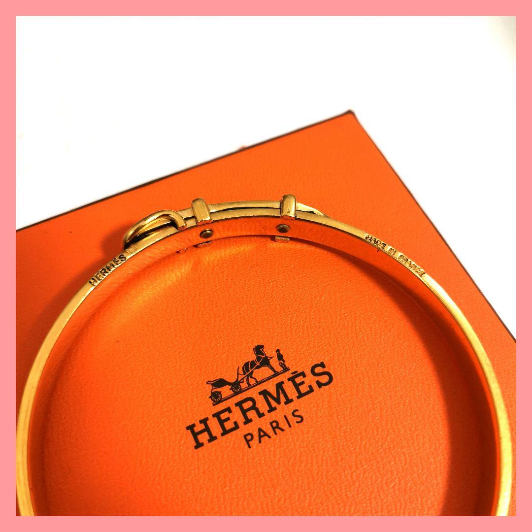 【美品】エルメス HERMESベルトモチーフブレスレット黒× ゴールド 鑑定済!