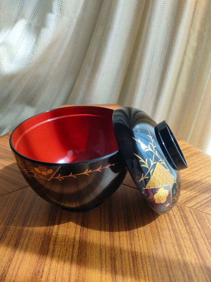 新品 汁椀 御吸物椀 ５個セット 木製 木曽漆器 金箔装飾