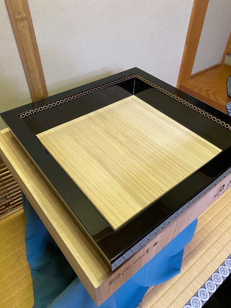 茶道具/炉縁 真塗 面七宝蒔絵 中村宗悦　共箱