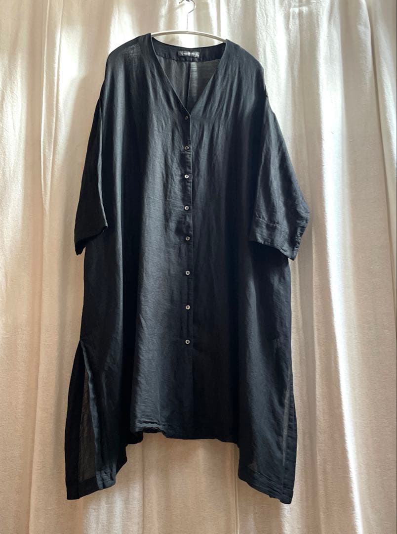 【最安値】nest Robe★ バンブーコットンボイルVネックチュニック 黒
