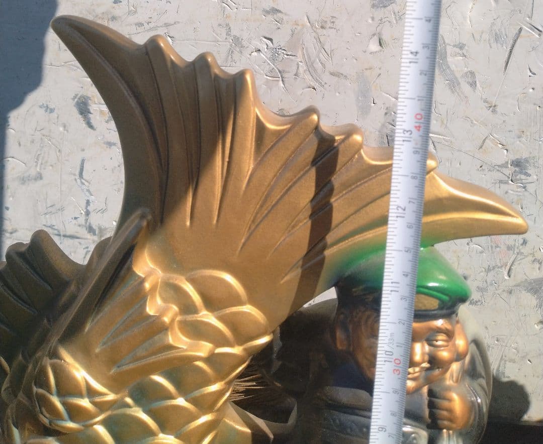 金のしゃちほこ 恵比寿 大黒 鯱鉾 縁起物 陶器 珍品 置物 昭和レトロ