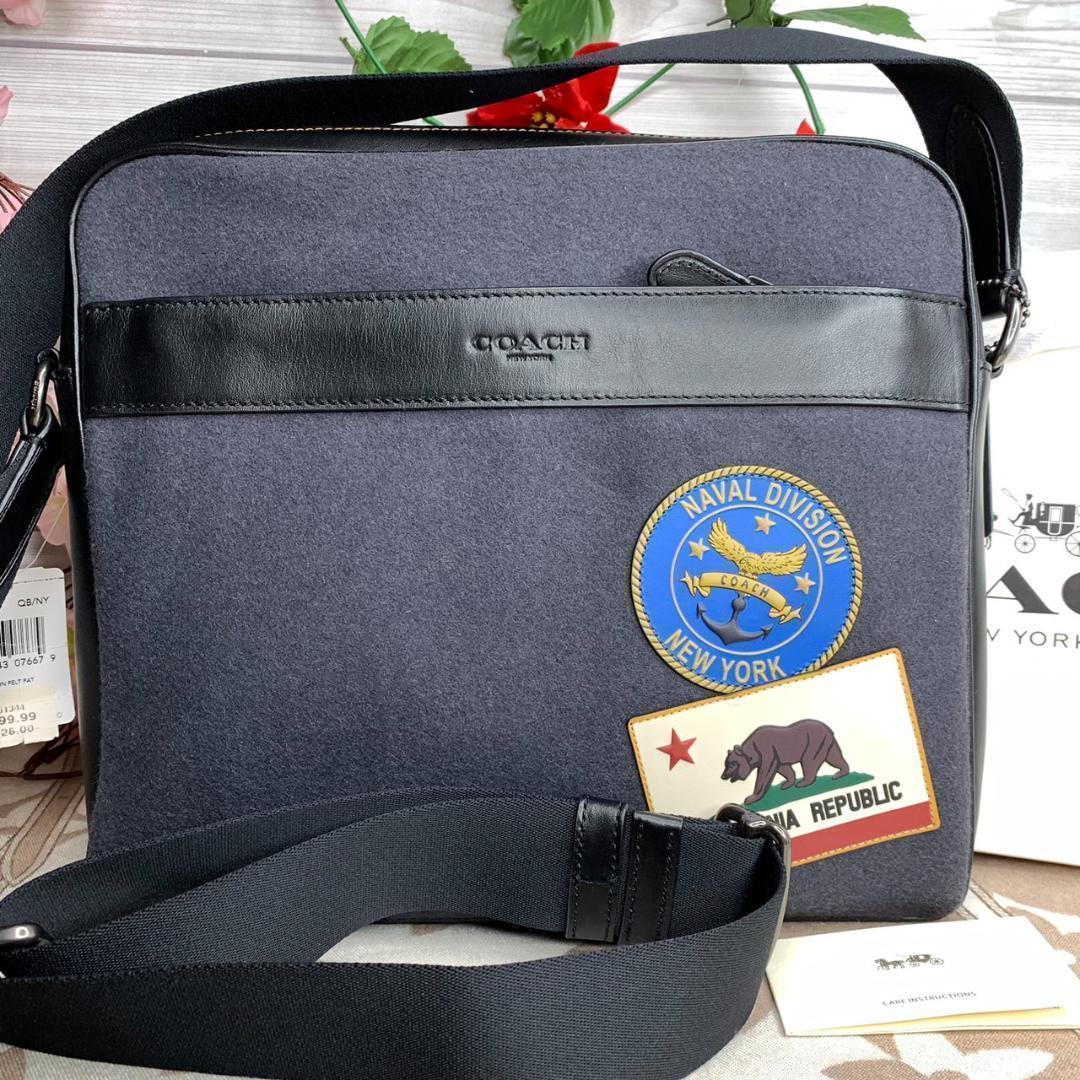 60%OFF　COACH フェルトレザー パッチズ チャールズ カメラ バッグ