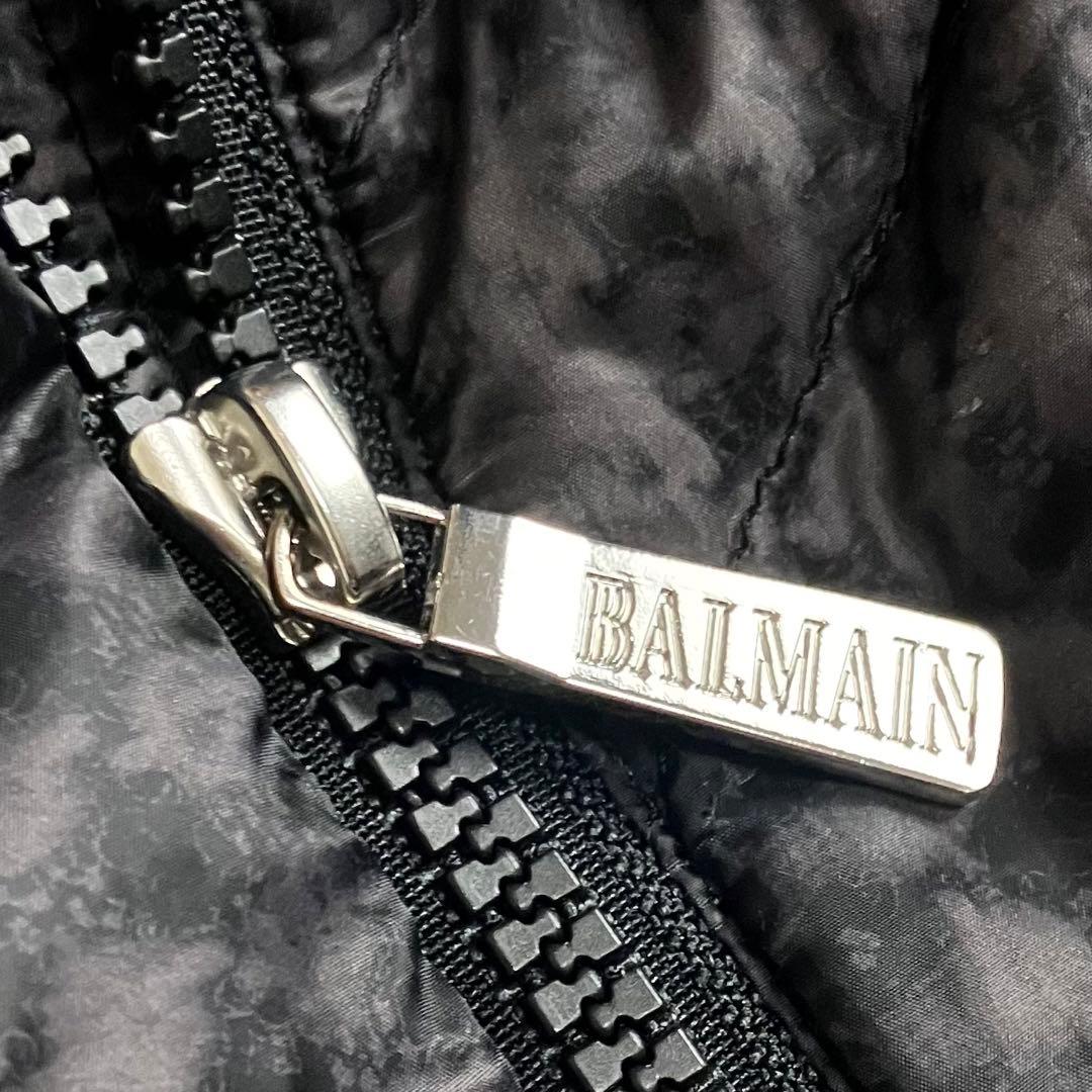 BALMAIN バルマン　ダウンコート ブルーフォックスファー　L 総柄 黒