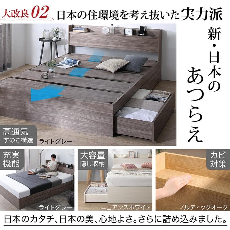 最安値！マットレスなし ダブルベッド 　　収納 コンセント 送料込み！ 23