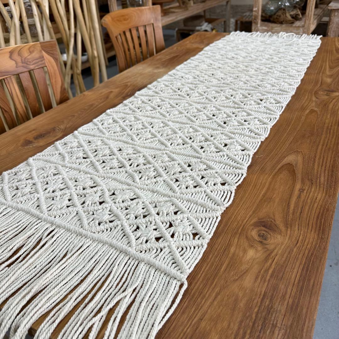 【訳あり】バリ島マクラメテーブルランナー約175cm 通常27,500円が