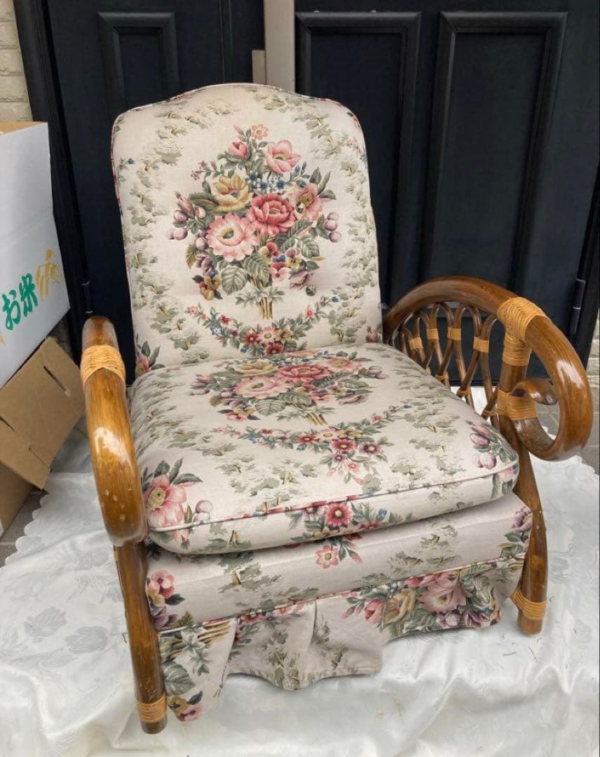 レトロアンティーク花柄リクライニングチェアチェアーヴィンテージ