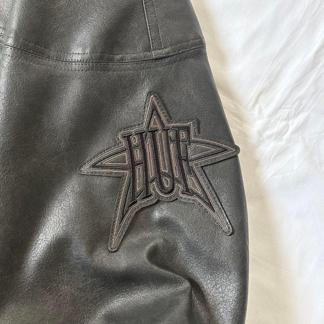 msr HUF 合成皮革 フルジップジャケット 黒