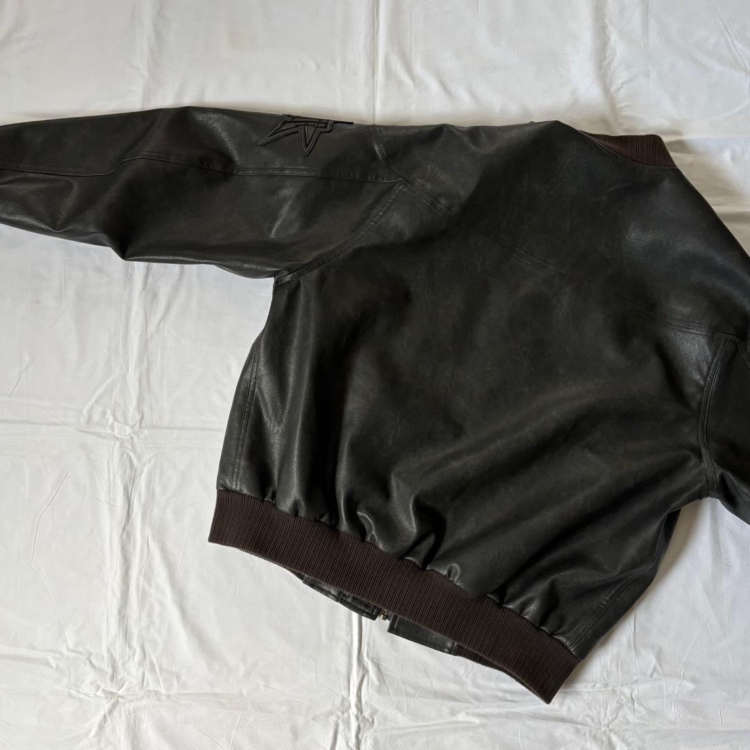msr HUF 合成皮革 フルジップジャケット 黒