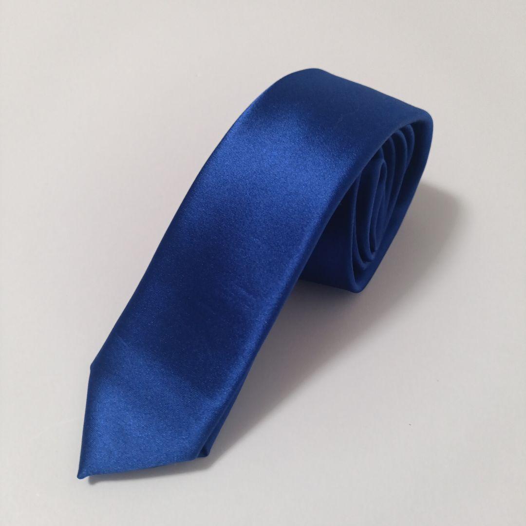 グッチ ソリッドタイ ナロータイ ネクタイ ブルー Italy製 美品