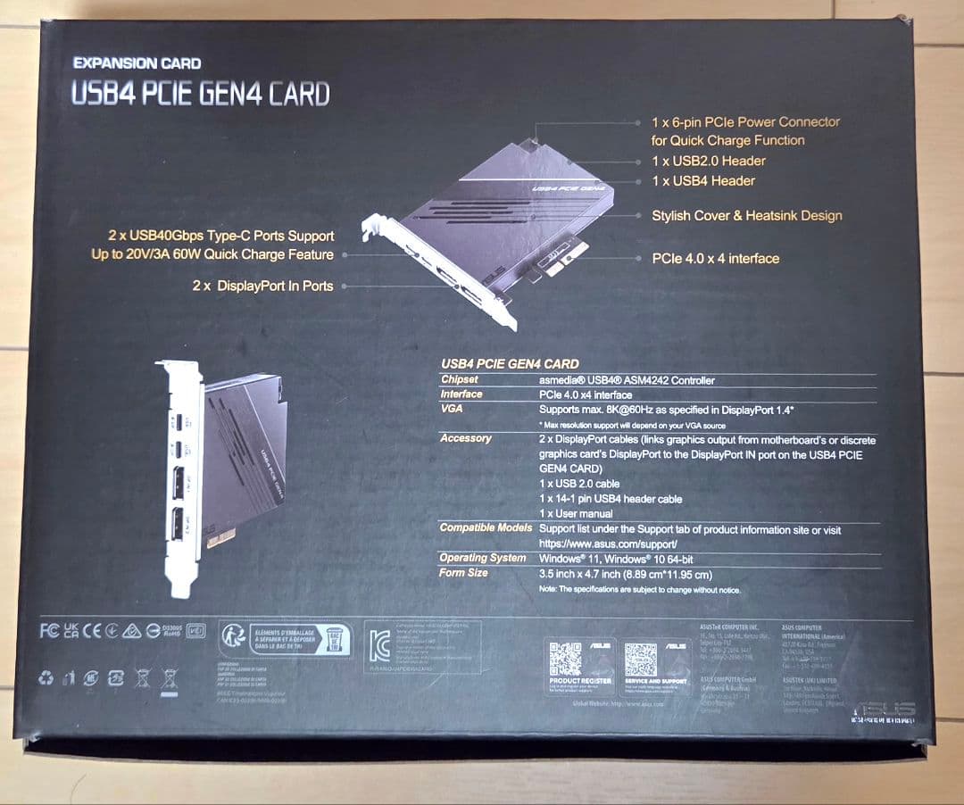 拡張カード ASUS USB4 PCIe Gen4 Card