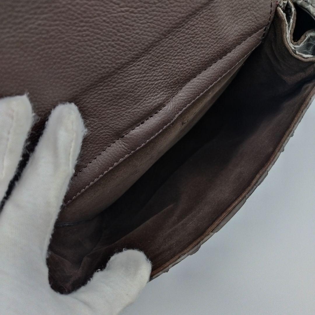 美品! パイソン 2way トートバッグ ボストン 大容量 ブラウン レザー