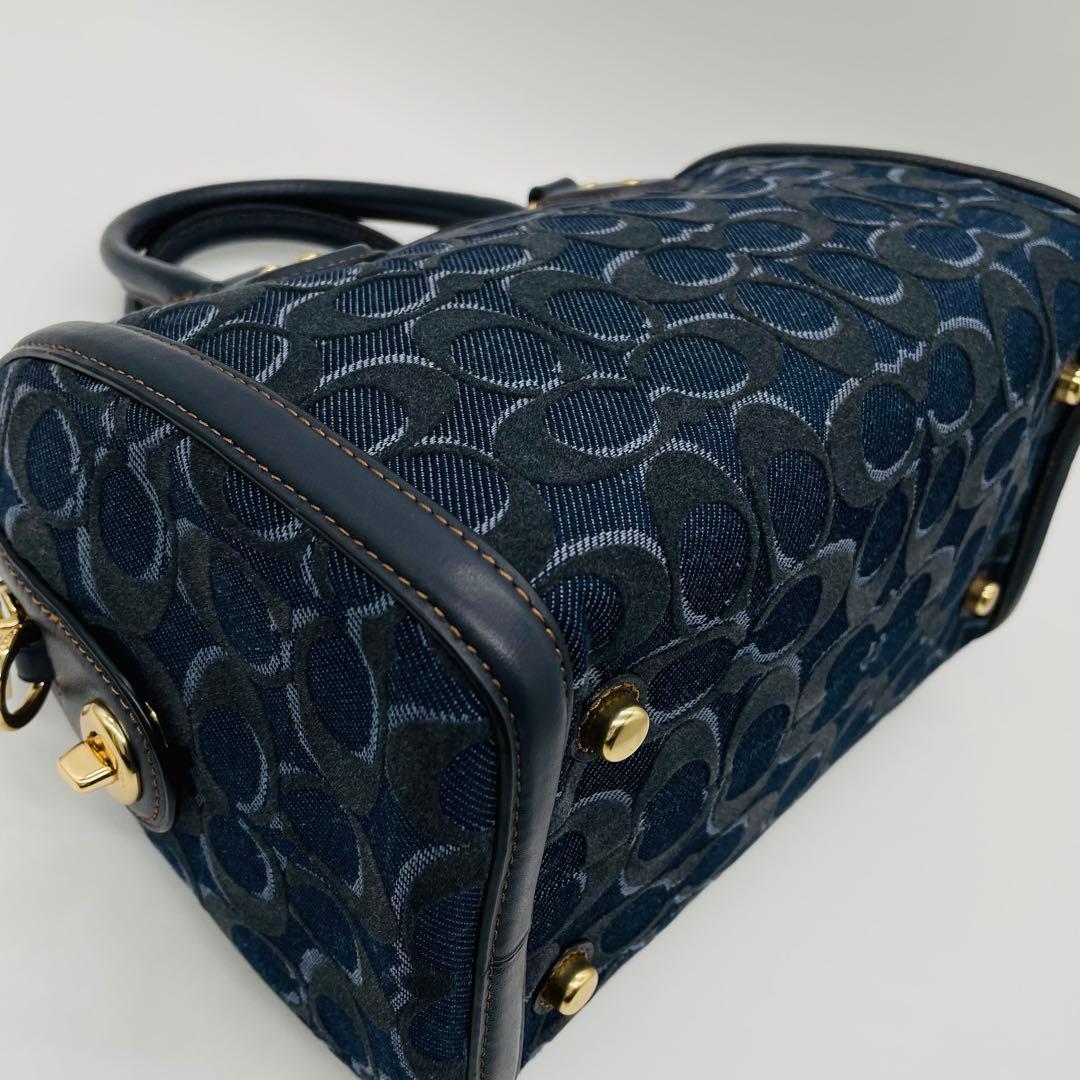 コーチ　ミニボストンバッグ　F39920 2WAY デニム　ネイビー　良品