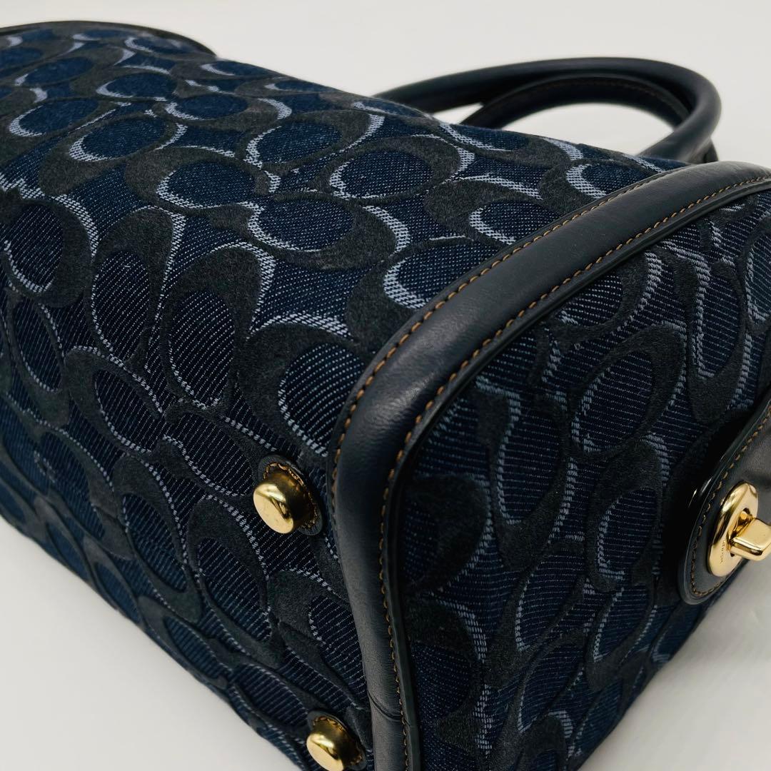 コーチ　ミニボストンバッグ　F39920 2WAY デニム　ネイビー　良品