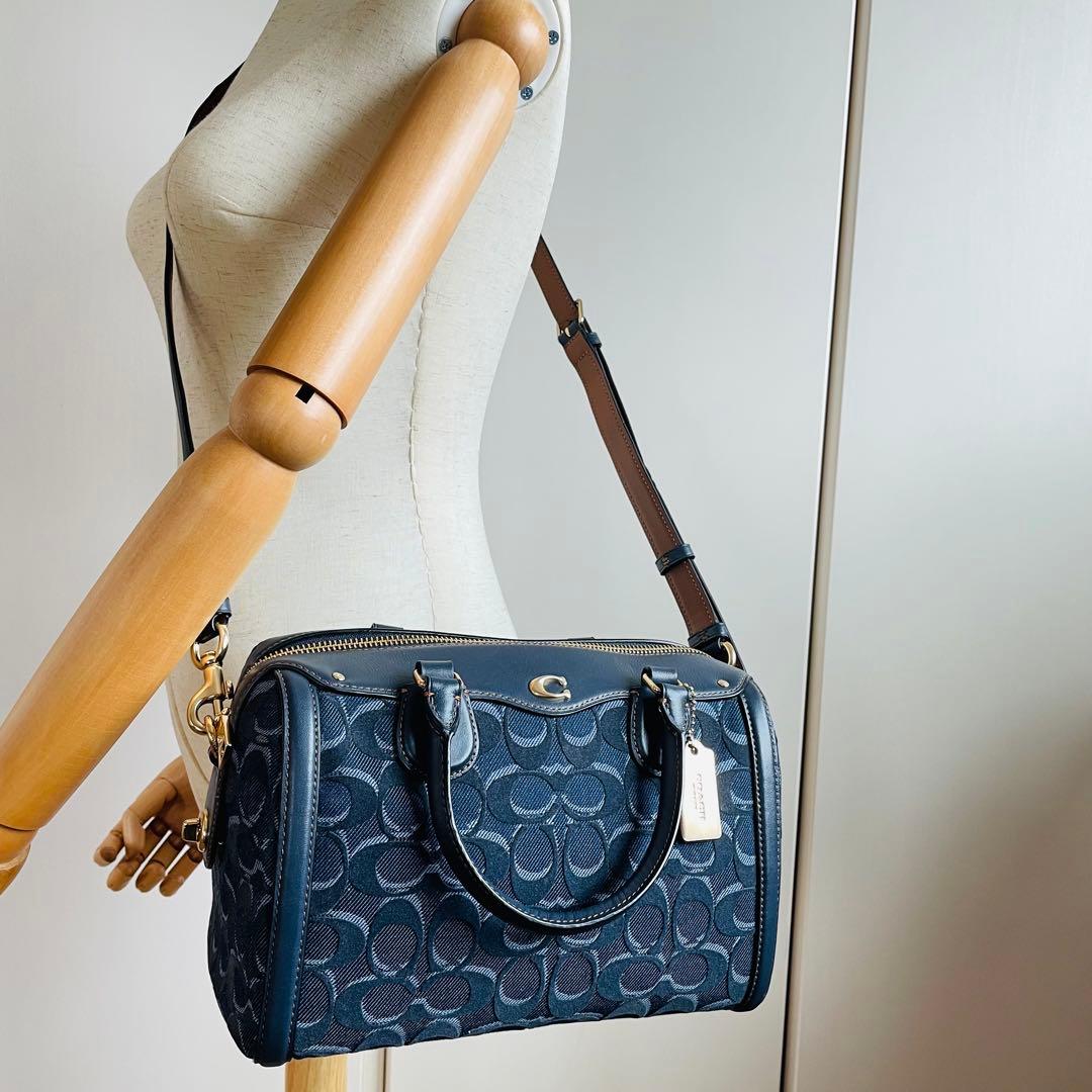 コーチ　ミニボストンバッグ　F39920 2WAY デニム　ネイビー　良品