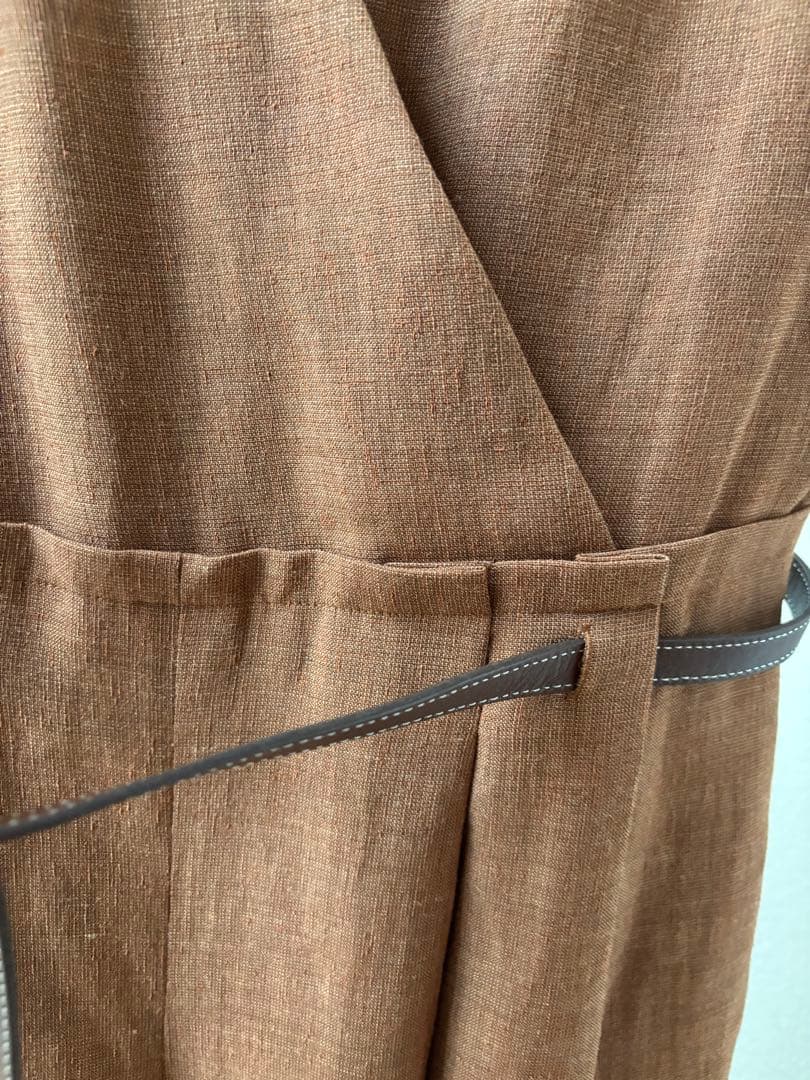 トゥモローランド★ メランジリネン カシュクールオールインワン36ブラウン