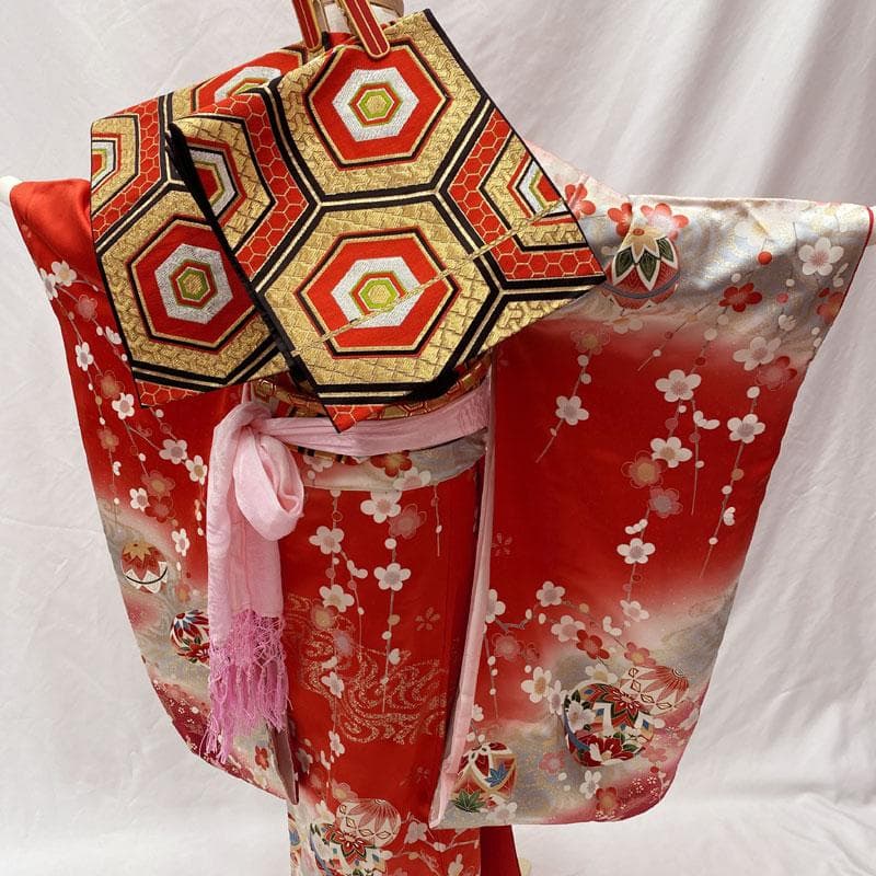 RHまま専用◎504ag80.帯揚げ帯締めしごき◎七五三七歳 着物&袋帯&長襦袢