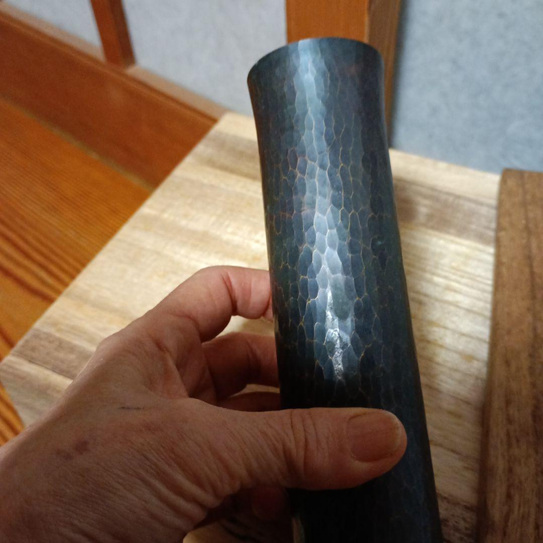 銅製ハンマード花器 木箱付き