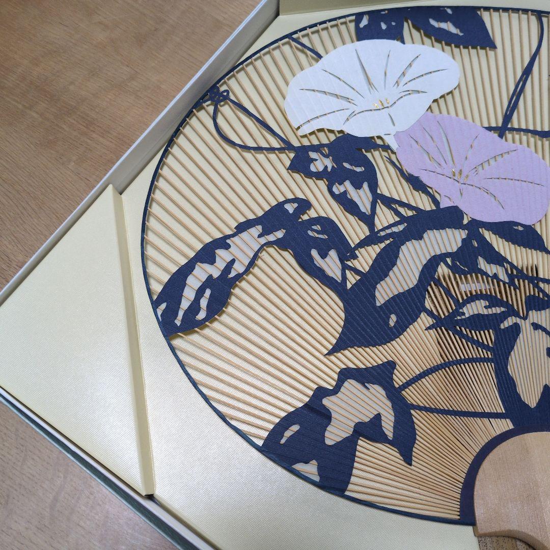 京うちわ　伝統工芸品　両面透かし朝顔柄・夏飾り　阿以波