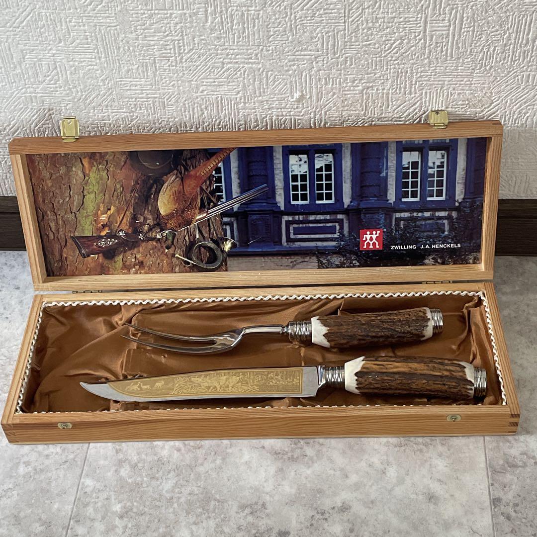 【希少・美品】ヘンケルスツヴィリングカービングナイフセット鹿柄希少ビンテージ