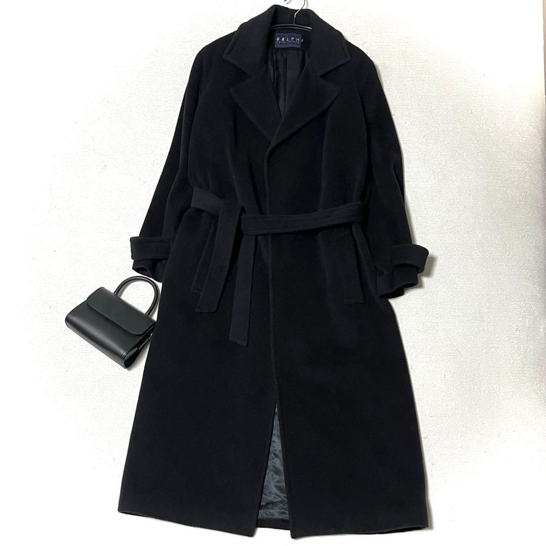 極美品 ラルフローレン ラップ コート ベルト付き アンゴラ混 女優襟 11号