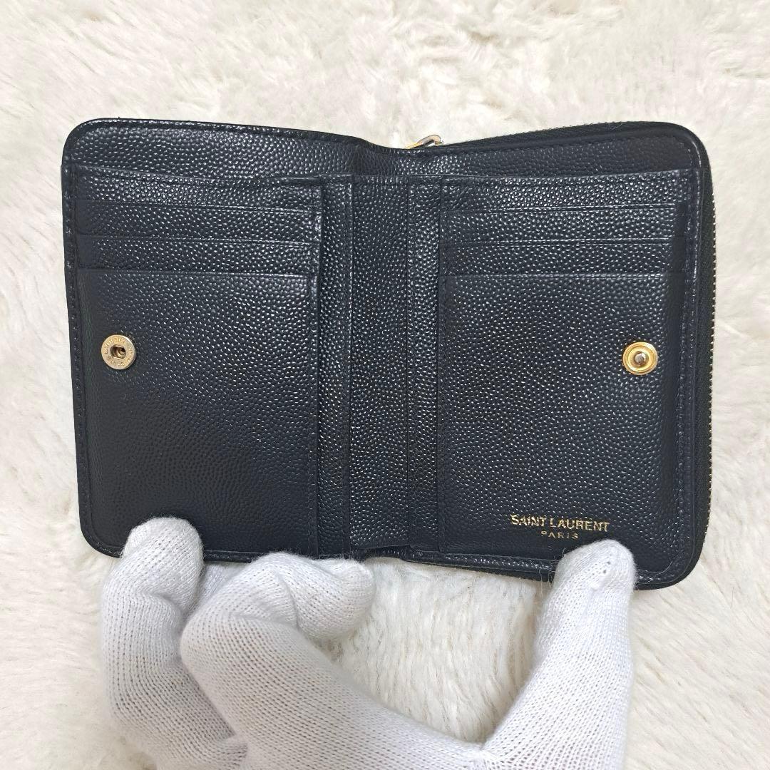 ✨極美品✨サンローラン　二つ折り　カサンドラ　キャビアスキン　レザー　YSL