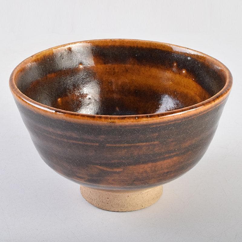 茶道具　河井寛次郎作　鉄薬碗　茶碗　仕覆付　共布共箱　M　R9197