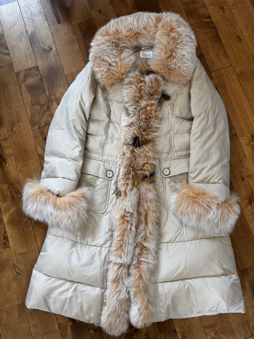 Harrodsフォックスファー Mダウンコートファー部分取り外し可能マルチway