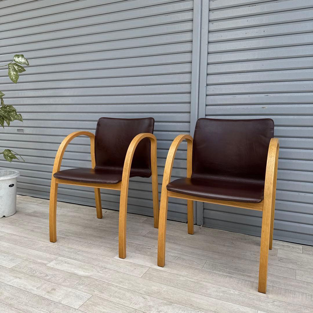 arflex アルフレックス アームチェア 本革 川崎文男 2脚セット