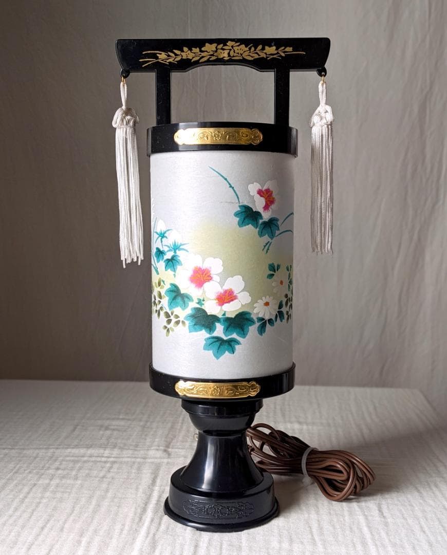 未使用美品　盆灯籠　燈篭　盆飾　和風　昭和レトロ　回転ライト　照明　提灯　盆提灯