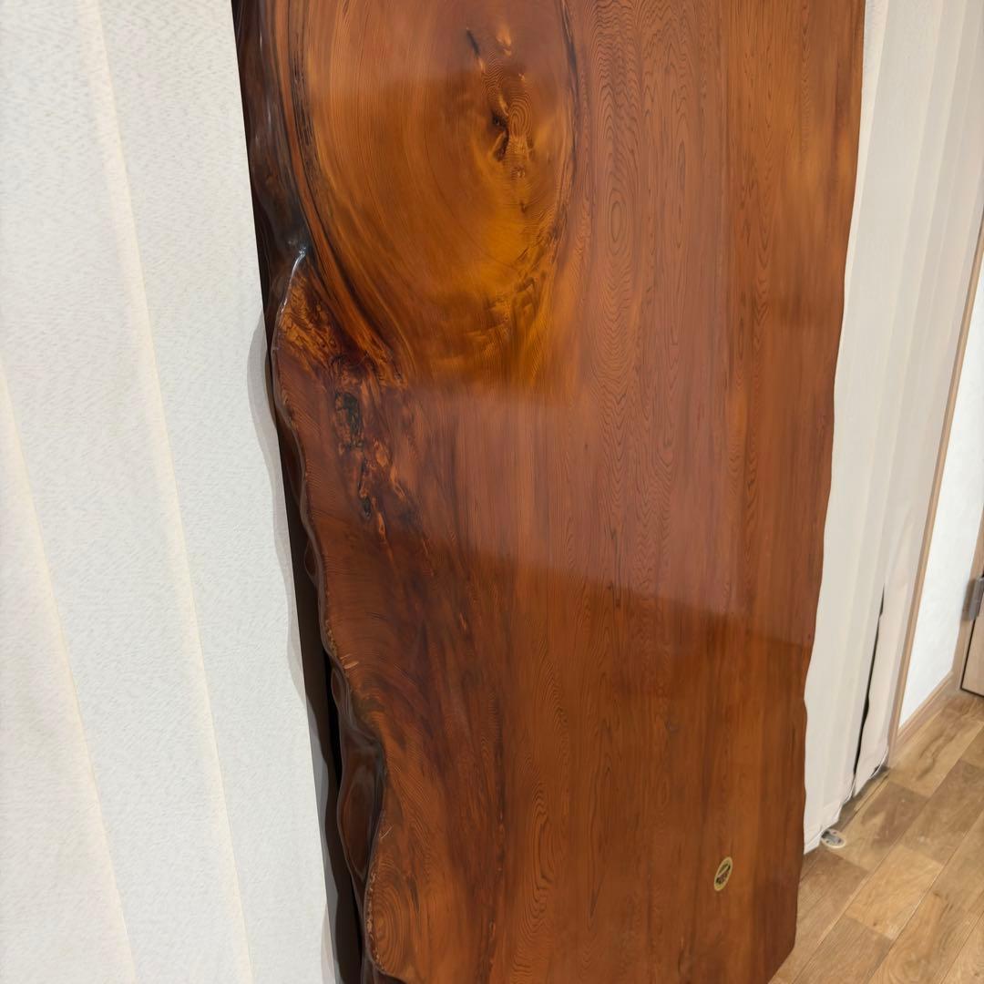 【未使用】屋久杉 一枚板 テーブル 座卓 天然木 耳付 笹杢 漆 天板 希少