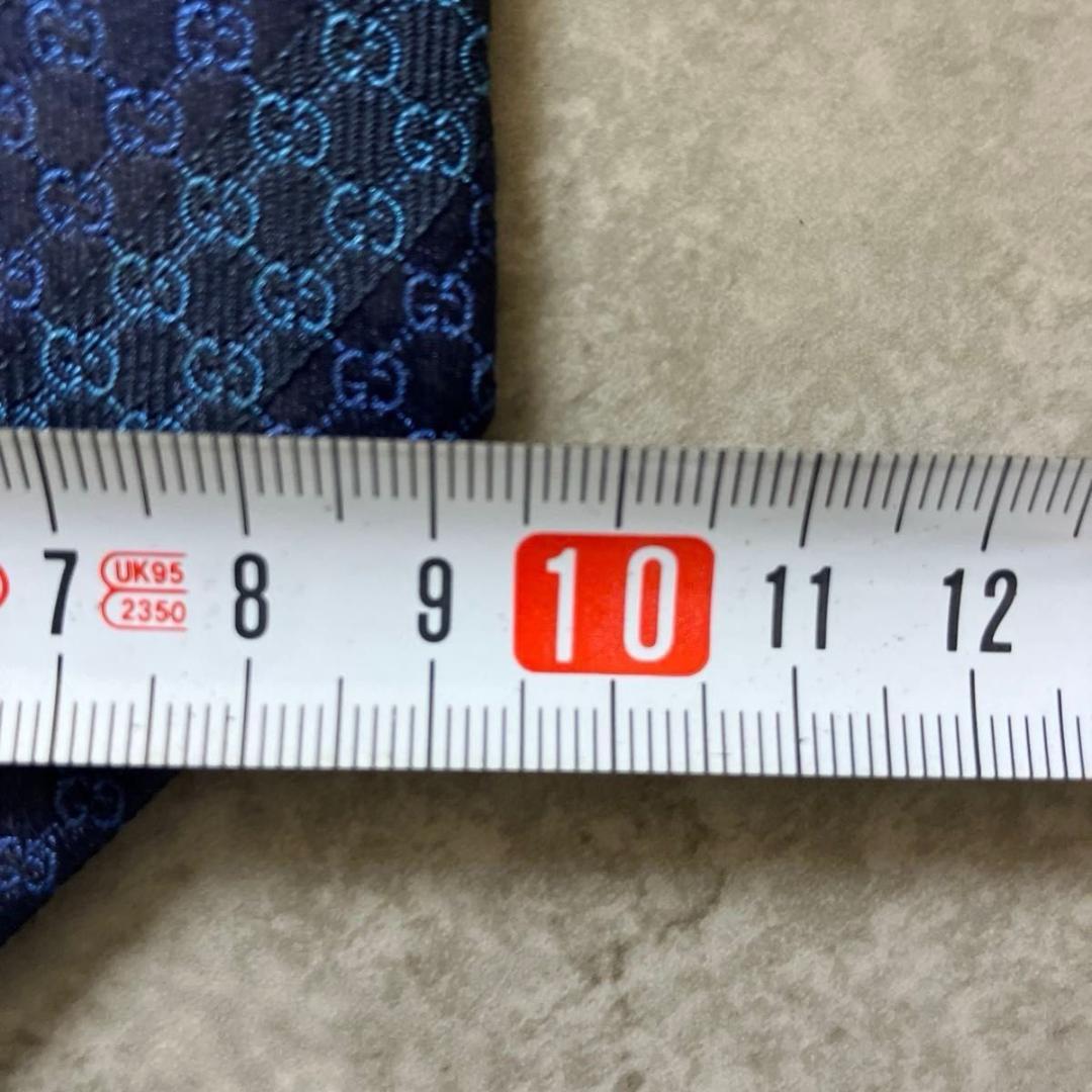 GUCCI グッチ ネクタイ GG柄 インターロッキング ネイビー ストライプ調