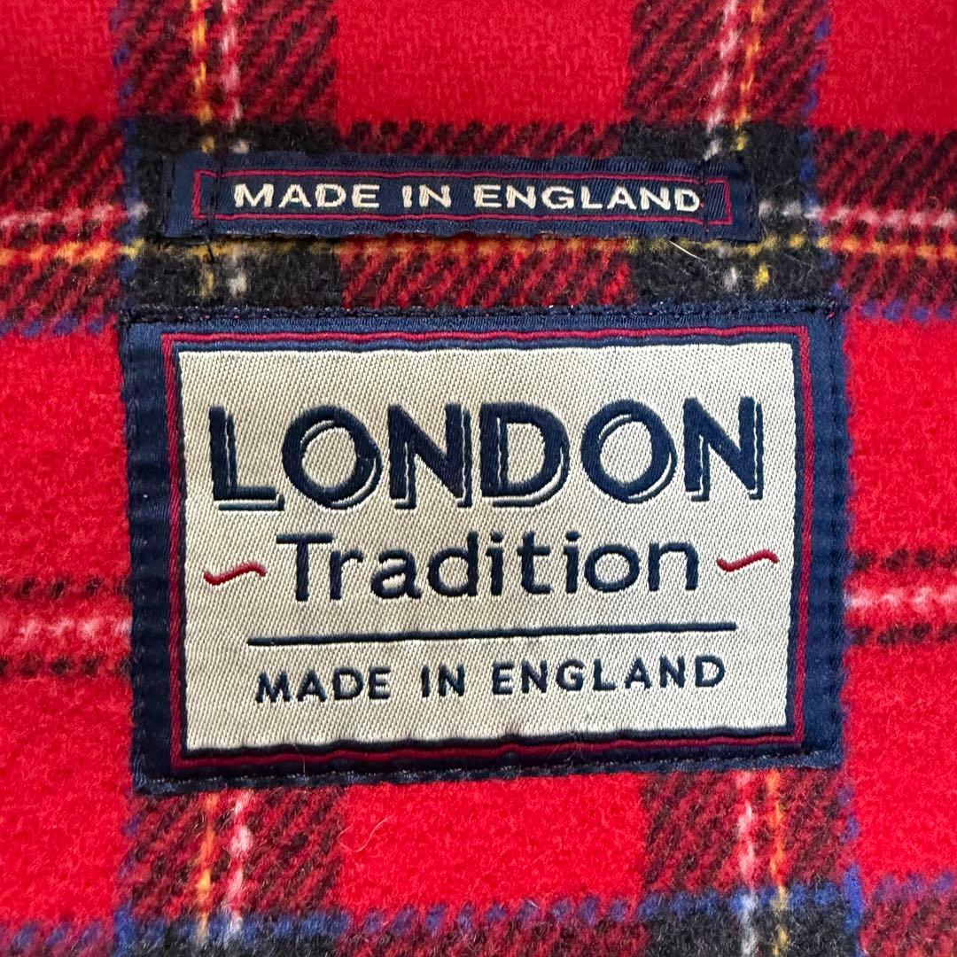☆美品☆LONDON TRADITION 赤ダッフルコート　英国製　裏地チェック