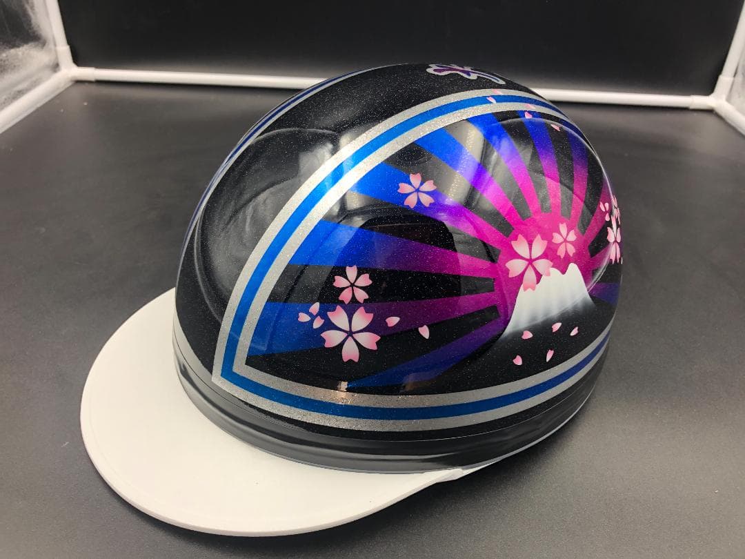 コルク半　カスタム　富士日章　三つボタン　ブラックピンクブルー　ラメ　桜