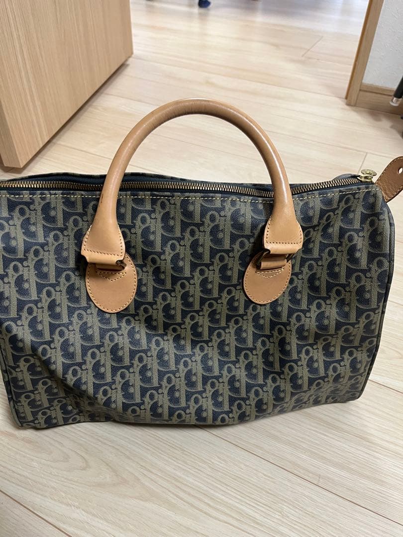Christian Dior ボストンバッグ ネイビー/ベージュ