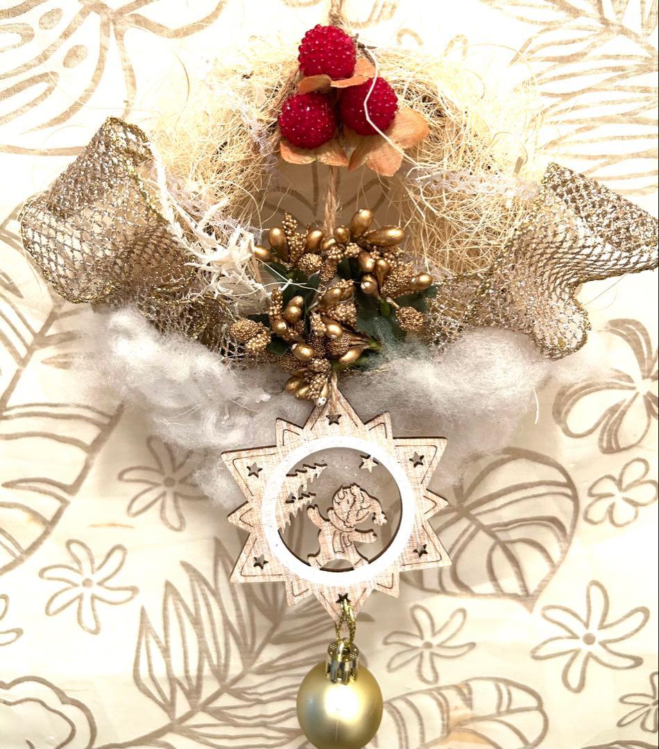 «823»◤完売◢早割りクリスマスリース*ゴールドリボン*華やかな可愛いリース