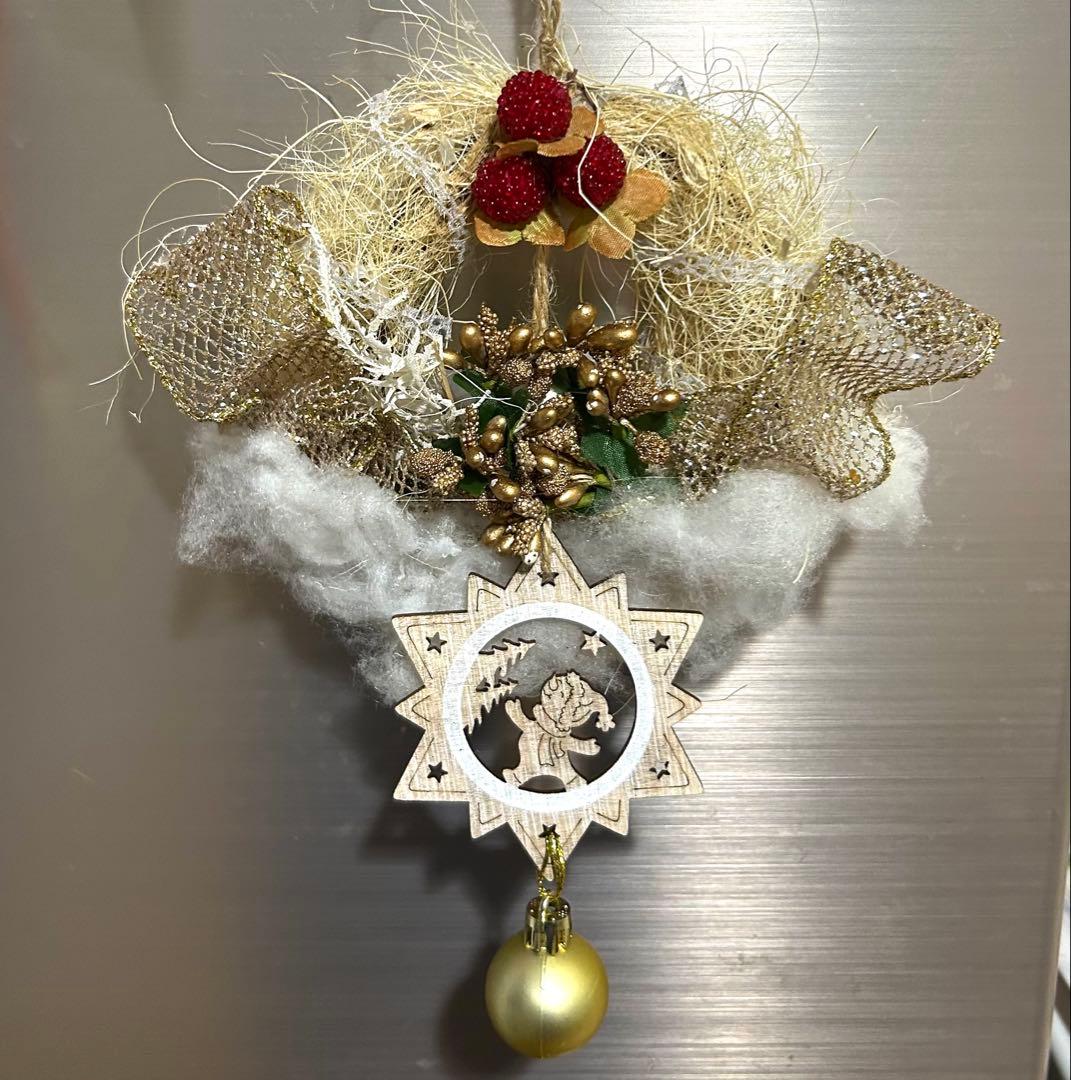 «823»◤完売◢早割りクリスマスリース*ゴールドリボン*華やかな可愛いリース