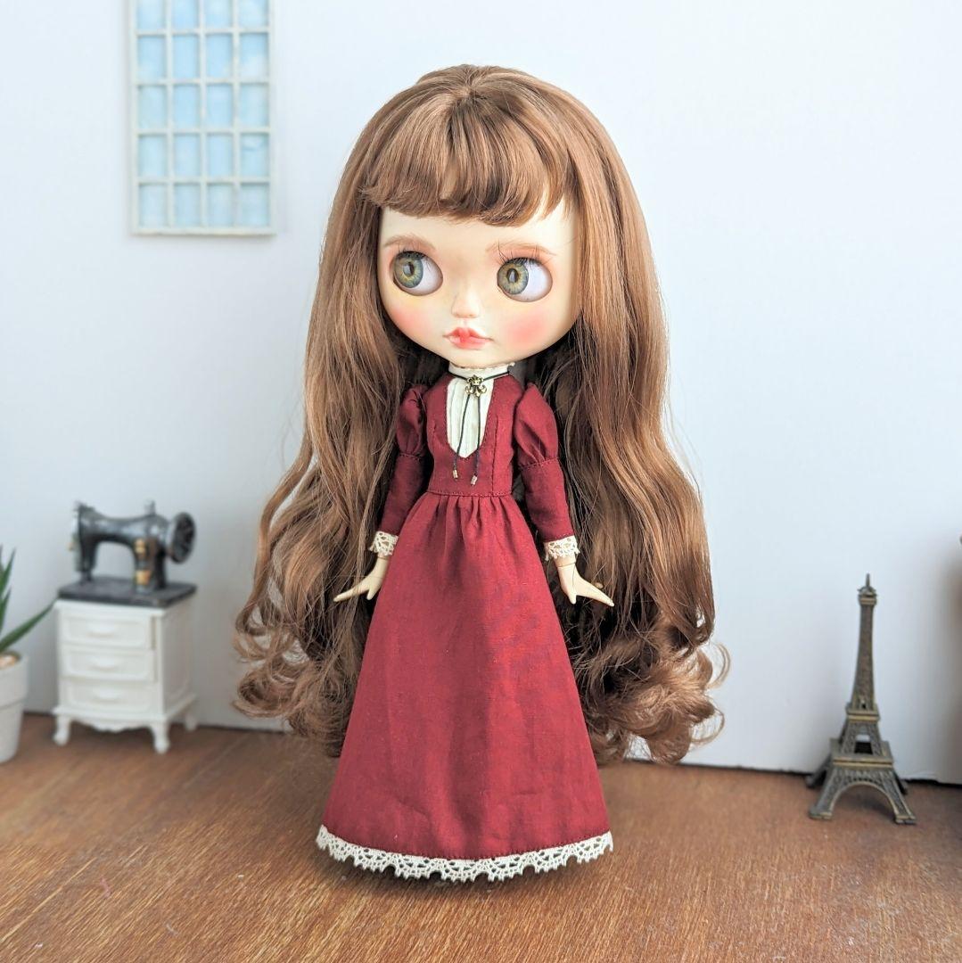 1015※ピンタックのヨーク・ワインレッドのクラシカルロングドレス ※ブライス