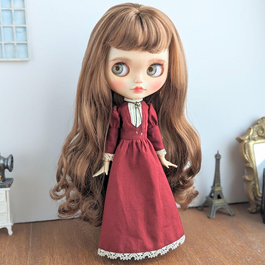 1015※ピンタックのヨーク・ワインレッドのクラシカルロングドレス ※ブライス