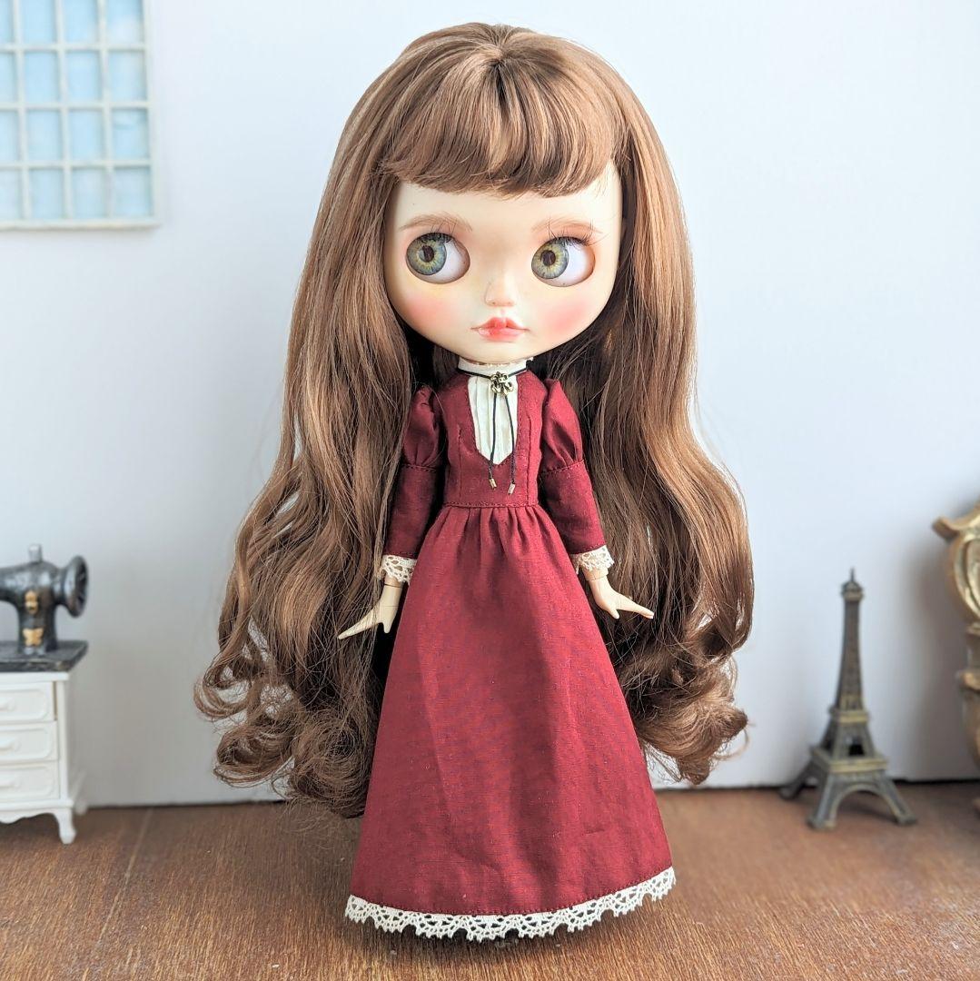 1015※ピンタックのヨーク・ワインレッドのクラシカルロングドレス ※ブライス