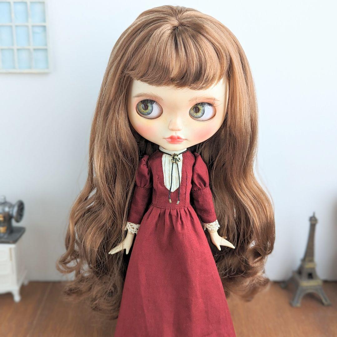1015※ピンタックのヨーク・ワインレッドのクラシカルロングドレス ※ブライス