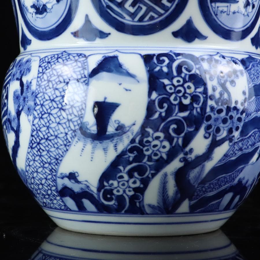 Y2904-4 茶道具 平安 春峰造 祥瑞丸文水指 共箱　　#14