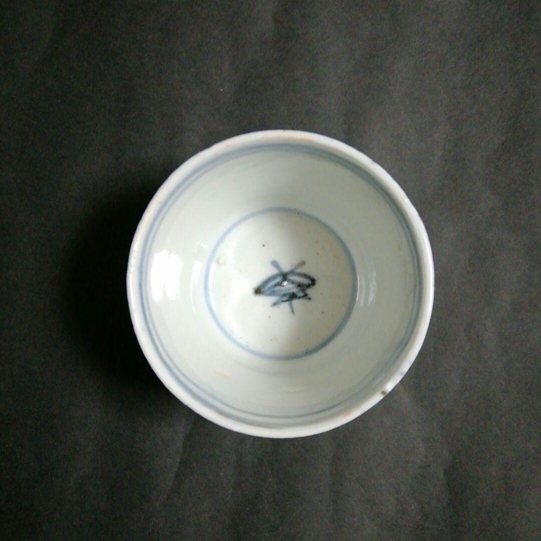古伊万里蕎麦猪口　古伊万里市松、宝繋ぎ組合せ文蕎麦猪口　５客揃　江戸後期