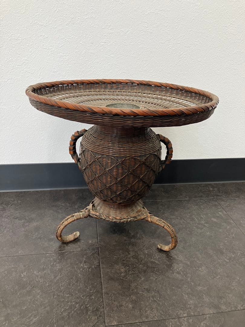 taka！古美術 生花 竹籠 花籠 唐物 花器　三足　古道具　籐
