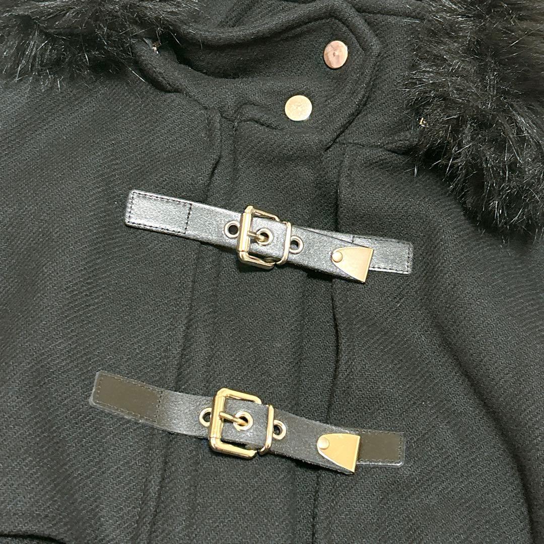 【ZARA WOMAN】ダッフルコート　2WAY ラクーン　ベルト　黒　L相当