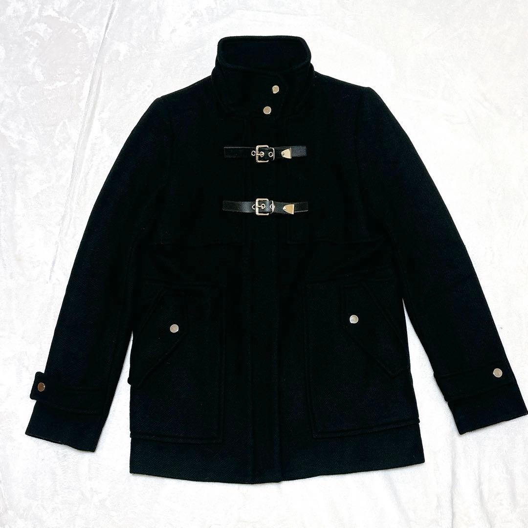【ZARA WOMAN】ダッフルコート　2WAY ラクーン　ベルト　黒　L相当