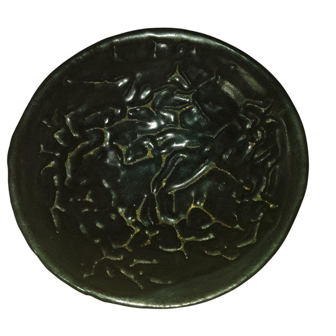 瀬戸黒茶碗　梅花皮手抹茶茶碗　茶道