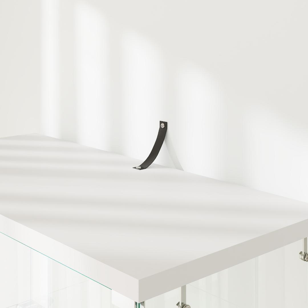 ホワイト LED照明・引出し付 ガラス収納キャビネット4段 両開ドア