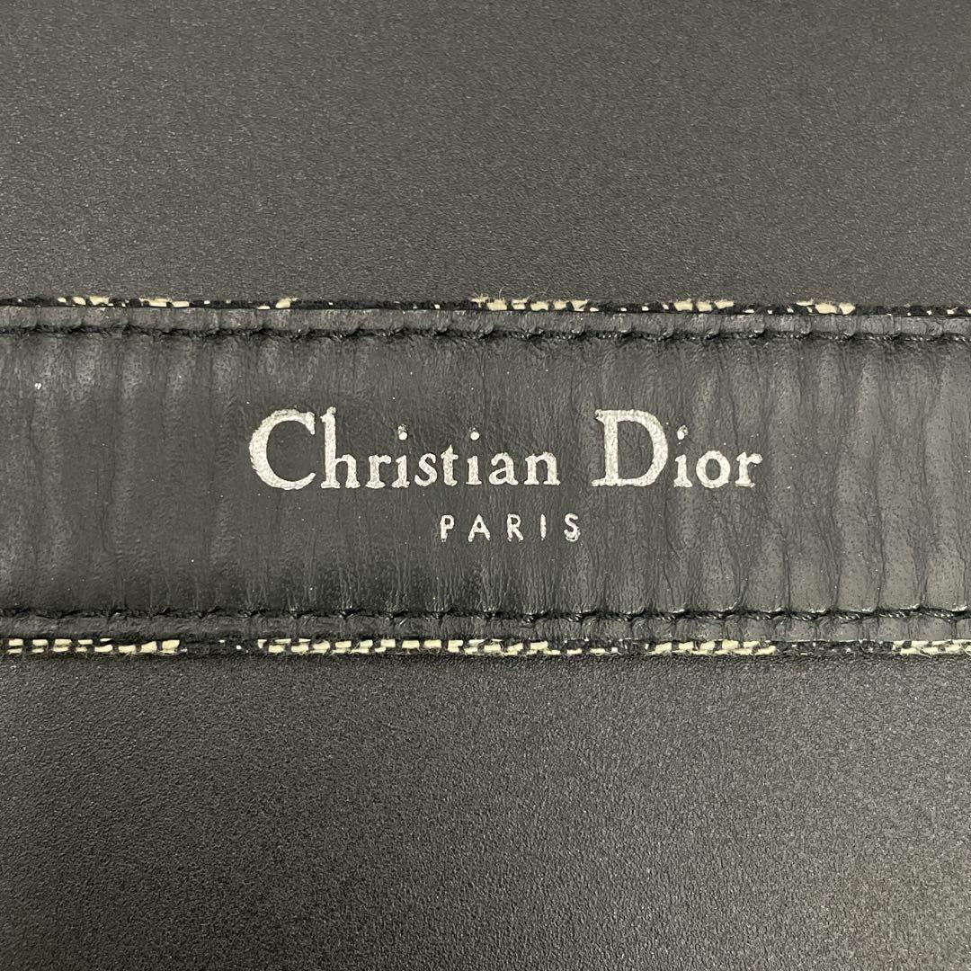 美品　クリスチャンディオール　CDロゴ　バックルベルト　トロッター柄　ネイビー