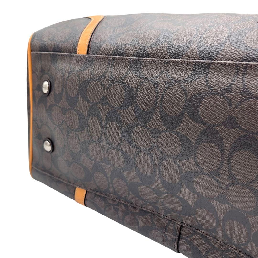 【美品】 コーチ 2way ボストンバッグ PVC シグネチャー ブラウン