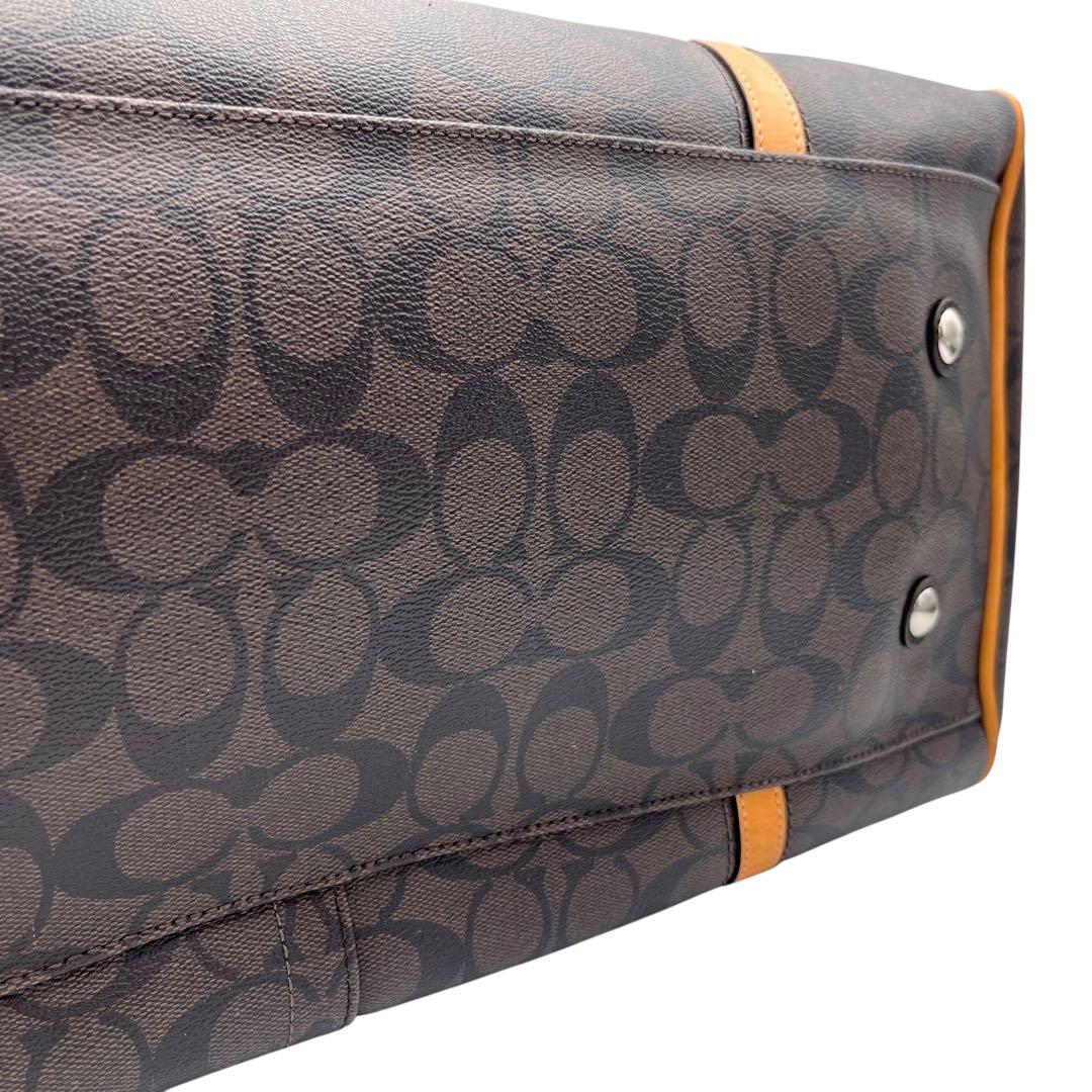 【美品】 コーチ 2way ボストンバッグ PVC シグネチャー ブラウン